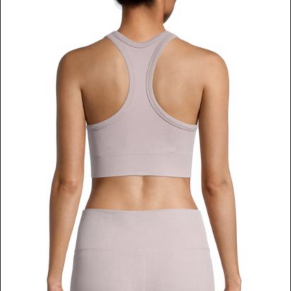 Pure Navy Ribbed Racerback longline Sport Bra Truffle - Picture 2 of 9